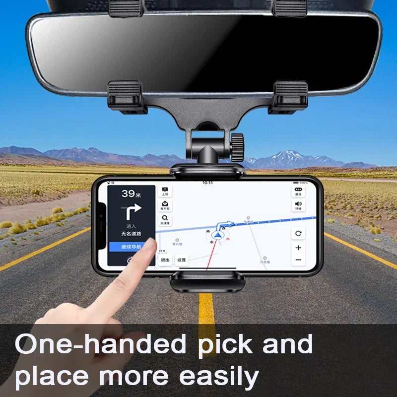Rearview Mirror Phone Mount – 360° Adjustable Car Holder