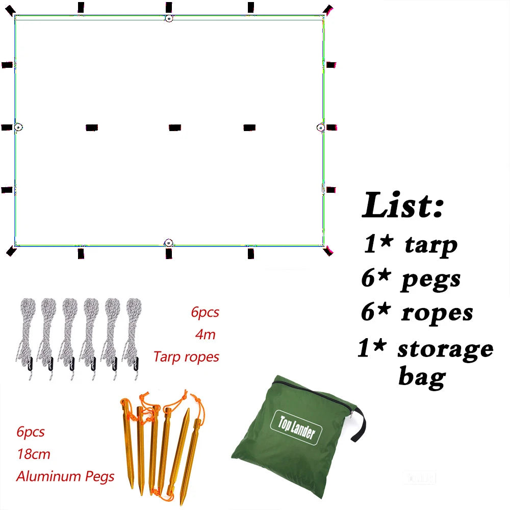Waterproof Tactical Tent Tarp with 19 Hang Points