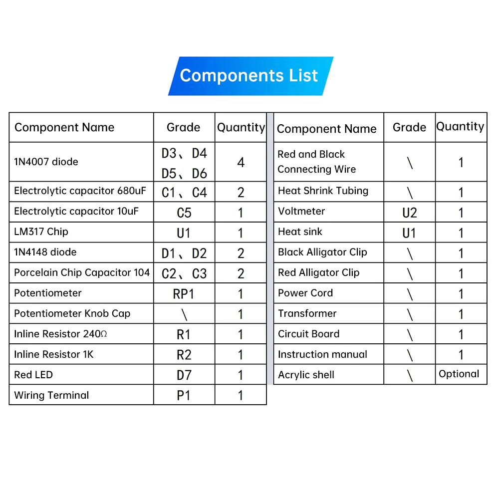 LM317 Adjustable Power Supply DIY Kit – DC Regulated Module for Welding Practice