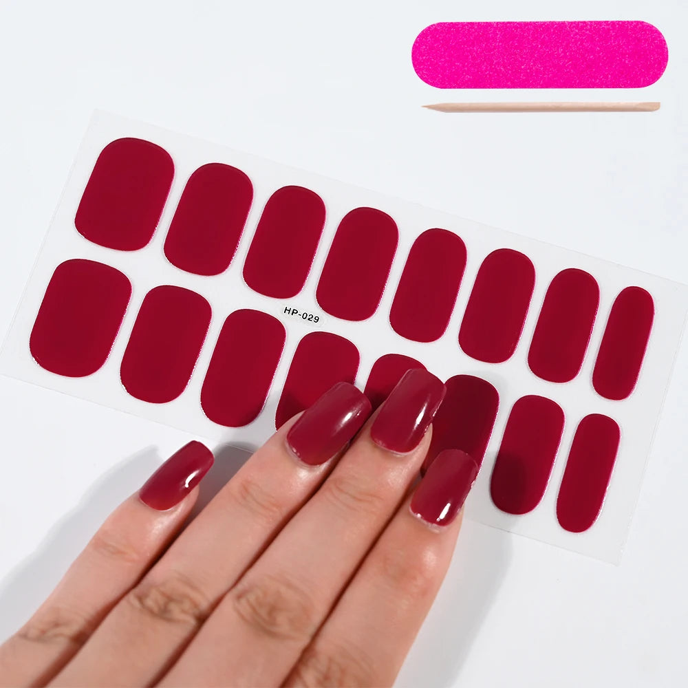 Gilded Gold Press-On Nail Stickers – 16 Self-Adhesive Full Cover Gel Nail Tips