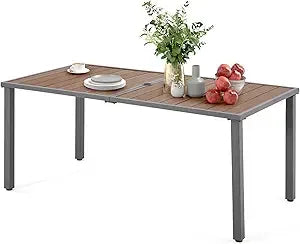 67" x 38" Outdoor Metal Dining Table for 6 – Black