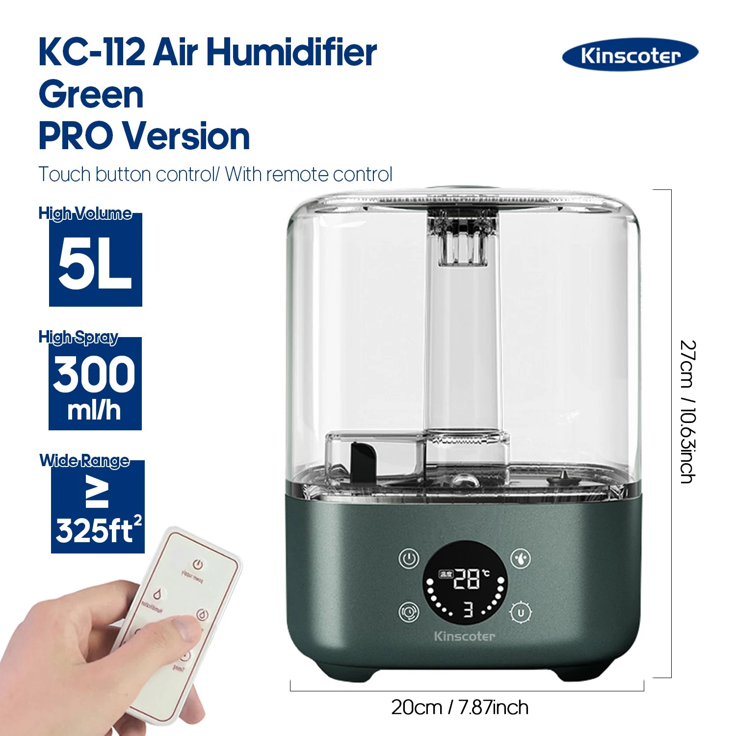 KINSCOTER 3L Large-Capacity Air Humidifier with Remote & Timer