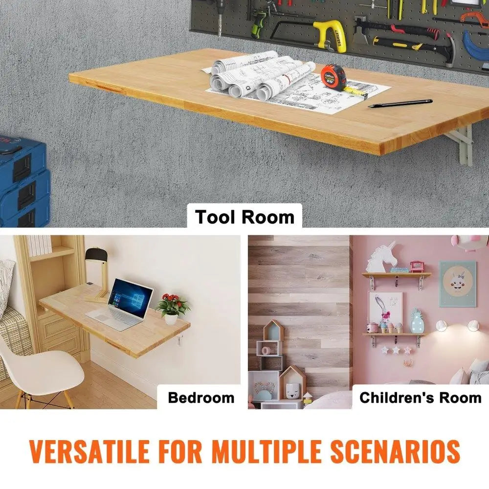47" Wall-Mounted Folding Table – Drop Leaf Desk for Small Spaces