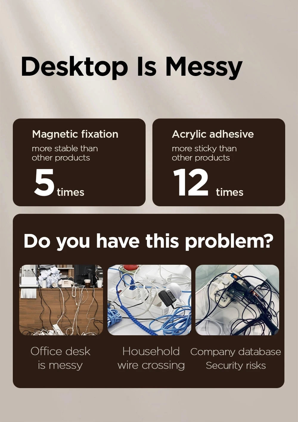 Magnetic Cable Clip – Adhesive Wire Organizer for Home & Office Desk Management