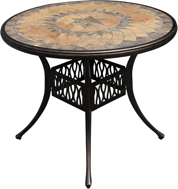 90cm Outdoor Round/Square Patio Dining Table with Umbrella Hole
