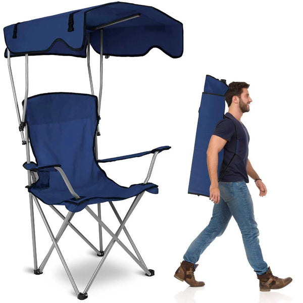 Camping Chair with Canopy and Cup Holder