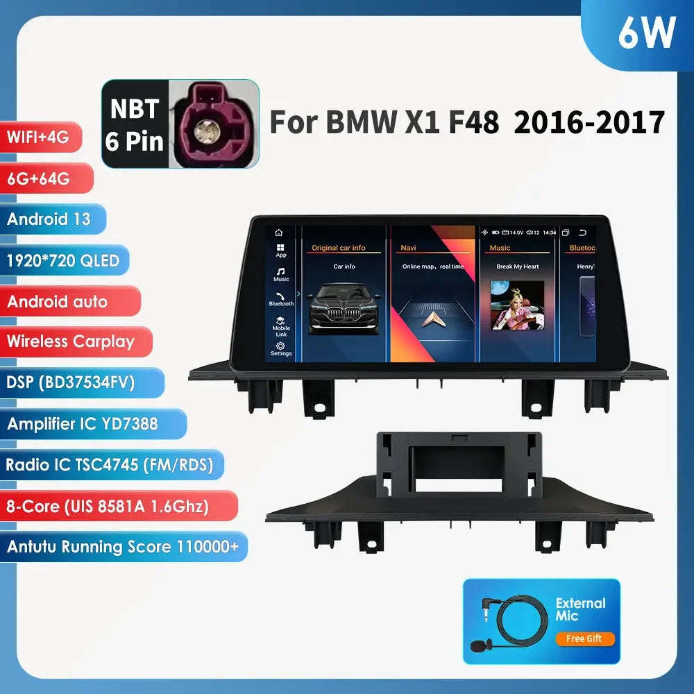 10.25" CarPlay Android 13 Radio for BMW X1 E84/F48