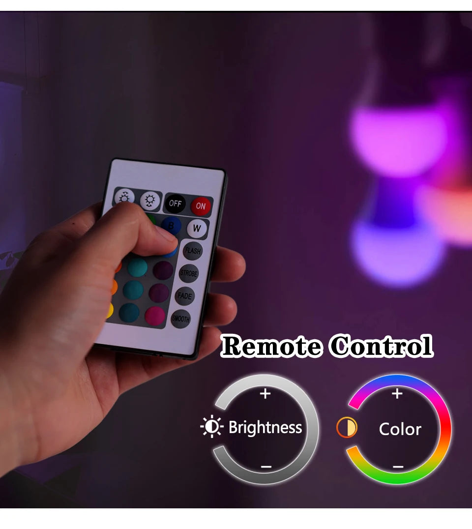 220V E27 RGB LED Bulb – Smart Colorful Spotlight with IR Remote