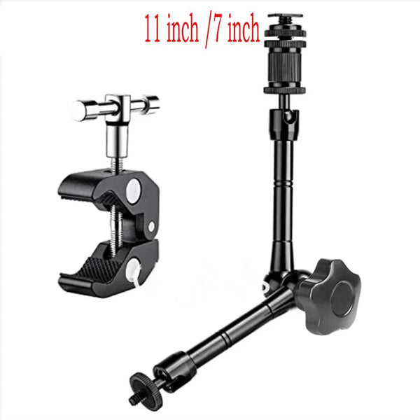 7" or 11" Articulating Magic Arm with Super Clamp – Adjustable Mount for DSLR Camera Rig, LCD Monitor, LED Video Light, and Camera Accessories