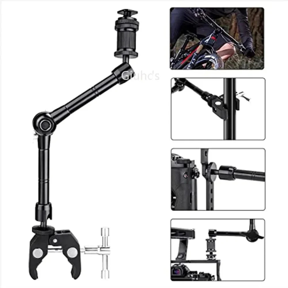7" or 11" Articulating Magic Arm with Super Clamp – Adjustable Mount for DSLR Camera Rig, LCD Monitor, LED Video Light, and Camera Accessories