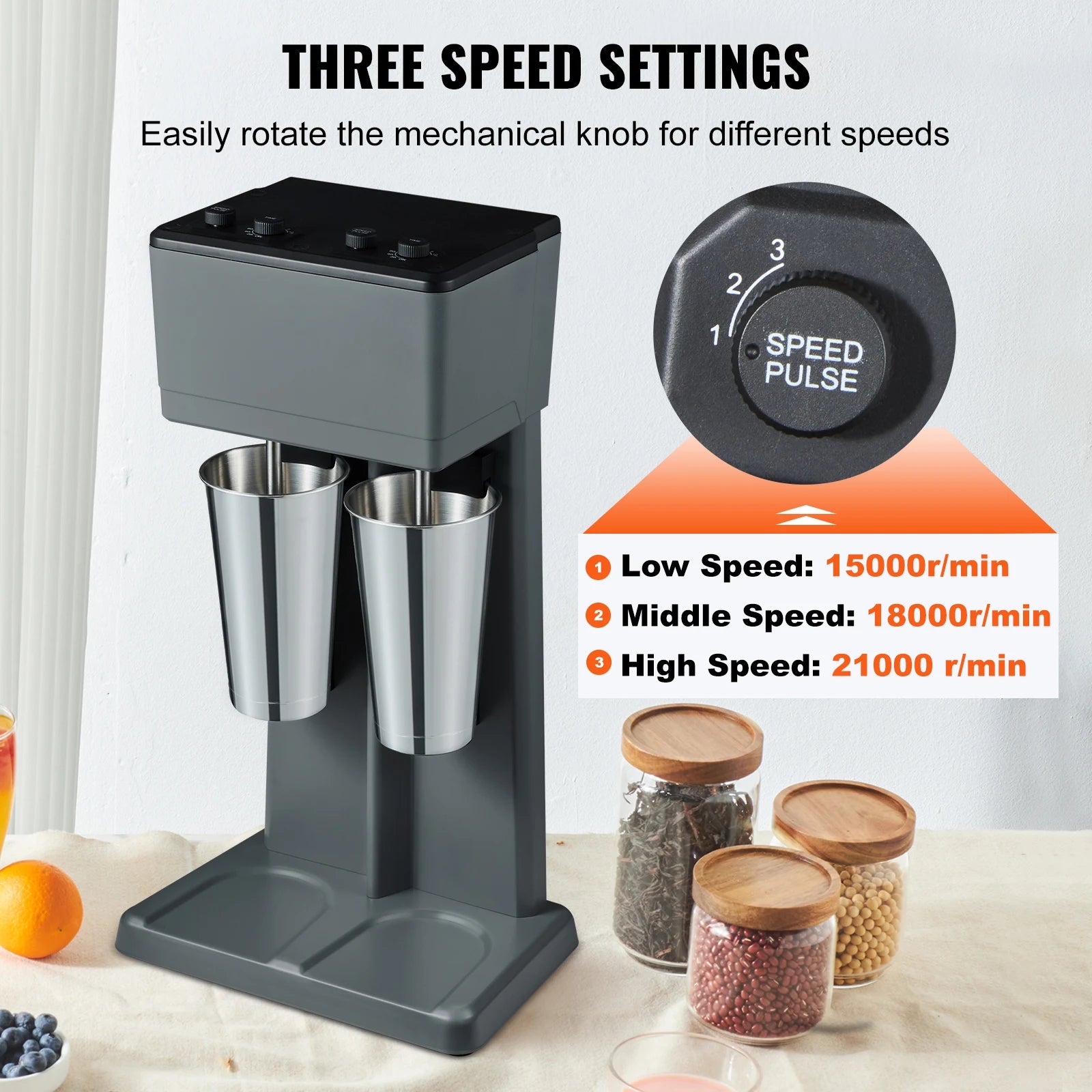 VEVOR 3-Speed Double Head Milkshake Maker