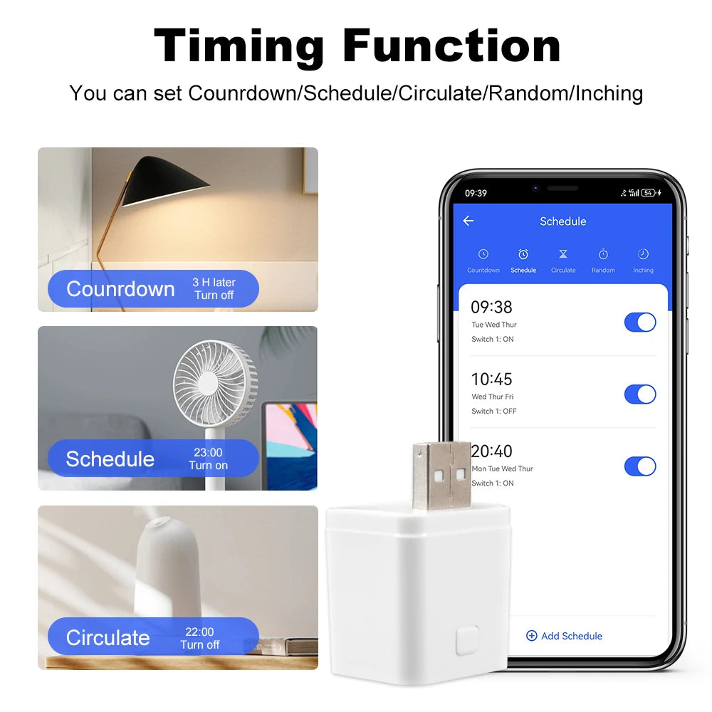 Tuya Smart USB Adaptor – WiFi/Zigbee Mini Plug with Timer & Voice Control