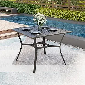 67" x 38" Outdoor Metal Dining Table for 6 – Black