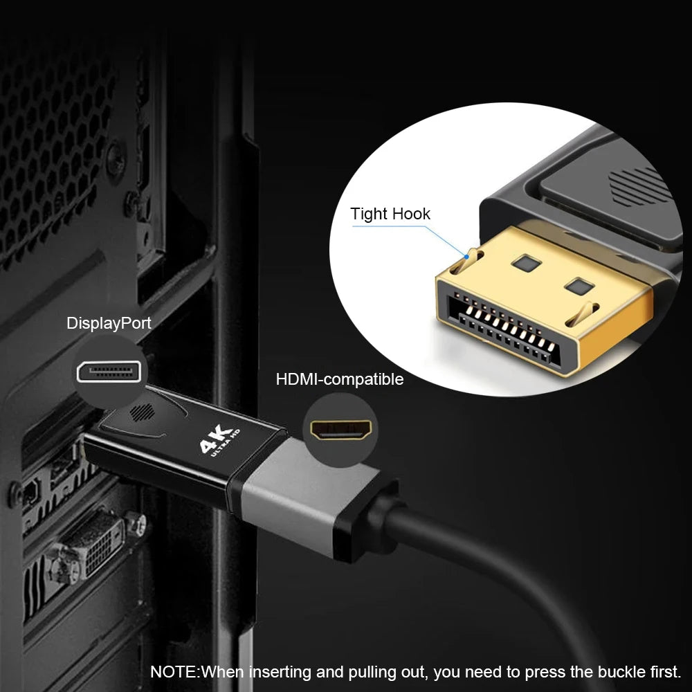 DisplayPort to HDMI Adapter – 4K/1080P DP Male to HDMI Female Cable Converter