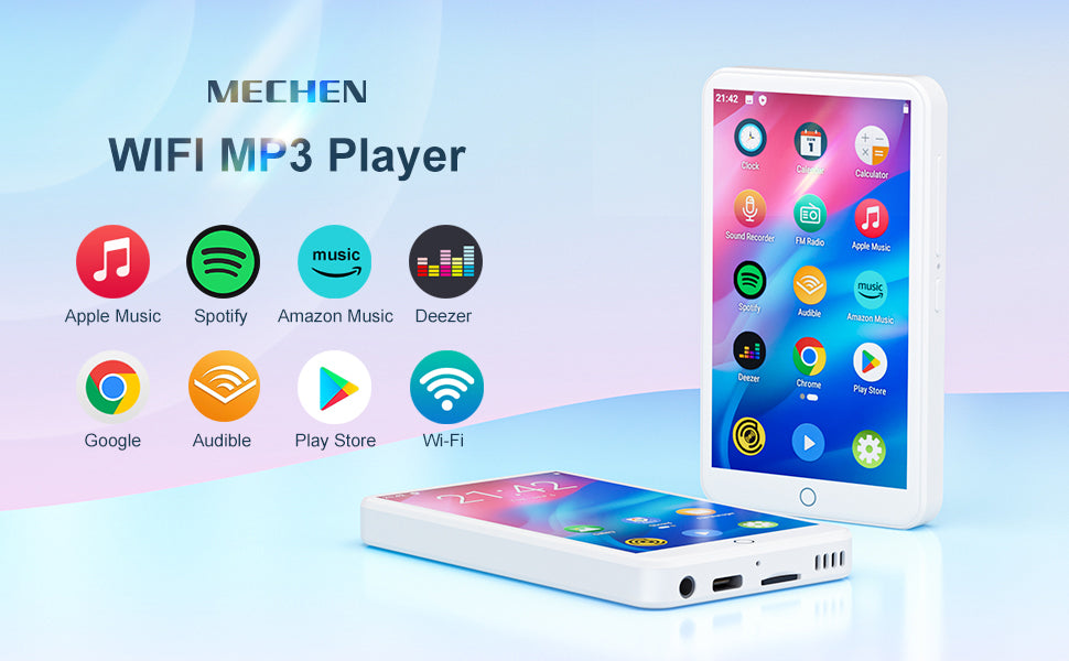 MECHEN MP3 Player – Android 9.0 with Bluetooth, WiFi & Streaming App Support (512GB Max)