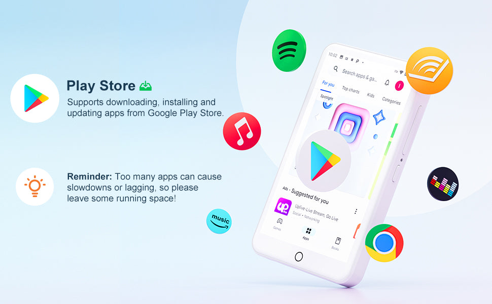 MECHEN MP3 Player – Android 9.0 with Bluetooth, WiFi & Streaming App Support (512GB Max)